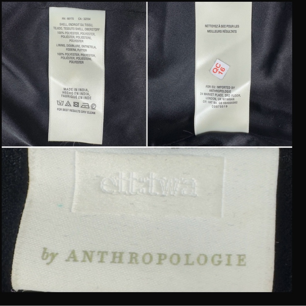 Anthropologie ETT:TWA Embroidered Black Velvet Jacket w Red & Pink Flowers sz L - Picture 9 of 10